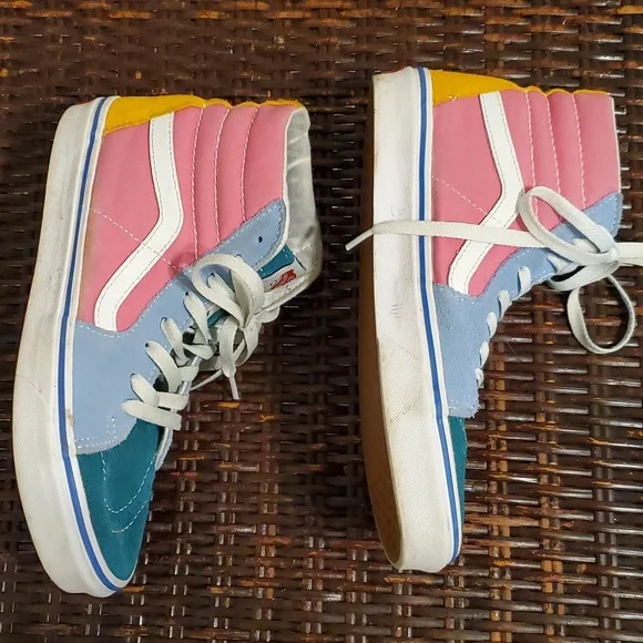 SZ. 8 1/2 WOMEN'S VANS SK8 MULTIBRIGHT 12 SUEDE SKATE BOARD SHOE - Picture 2 of 8